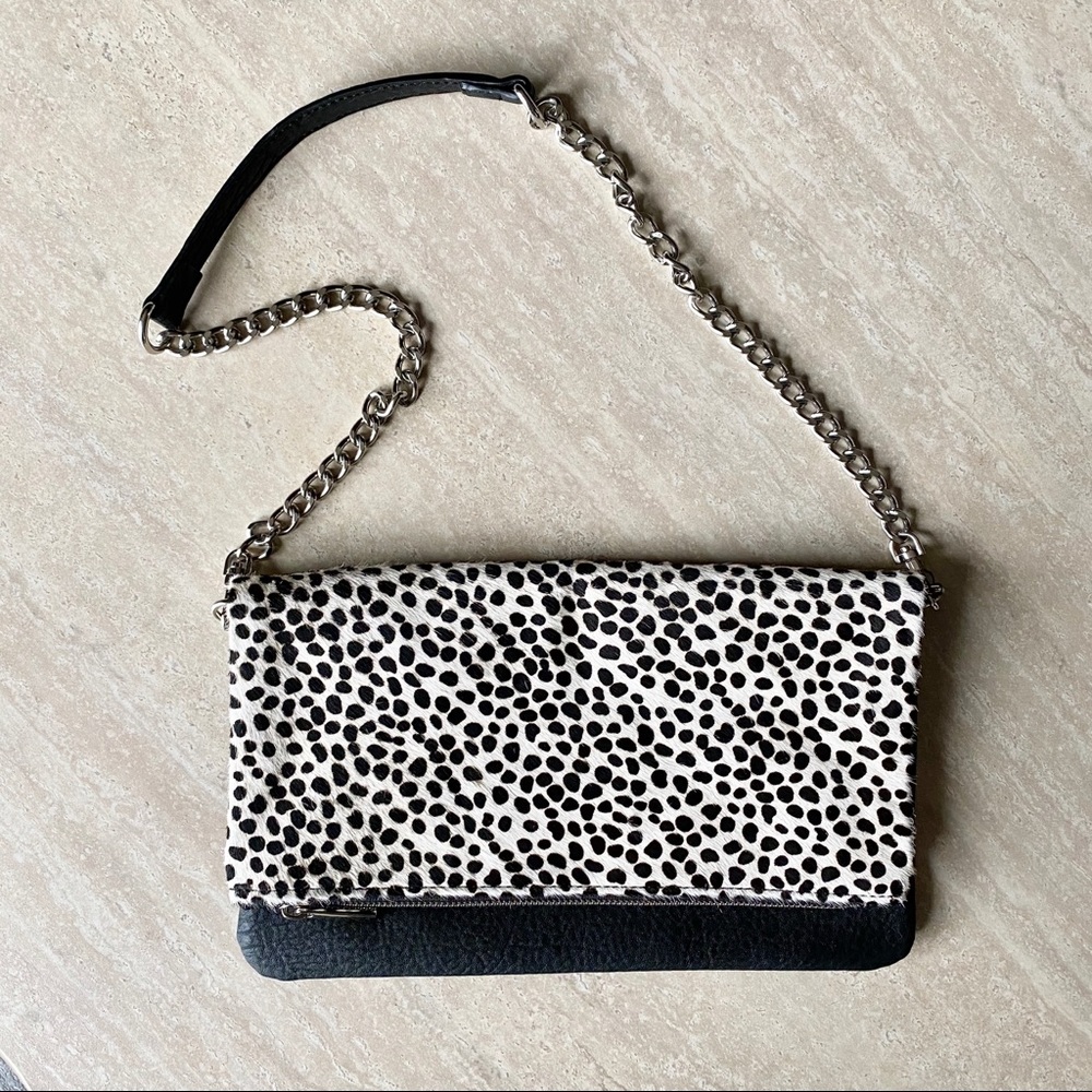 CLOSET CLOSING Express calf hair fold over clutch NWOT